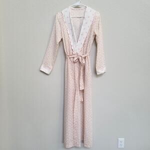 Vintage Robe Womens XS / S Floral Long Scalloped Trim Lightweight Spring Summer
